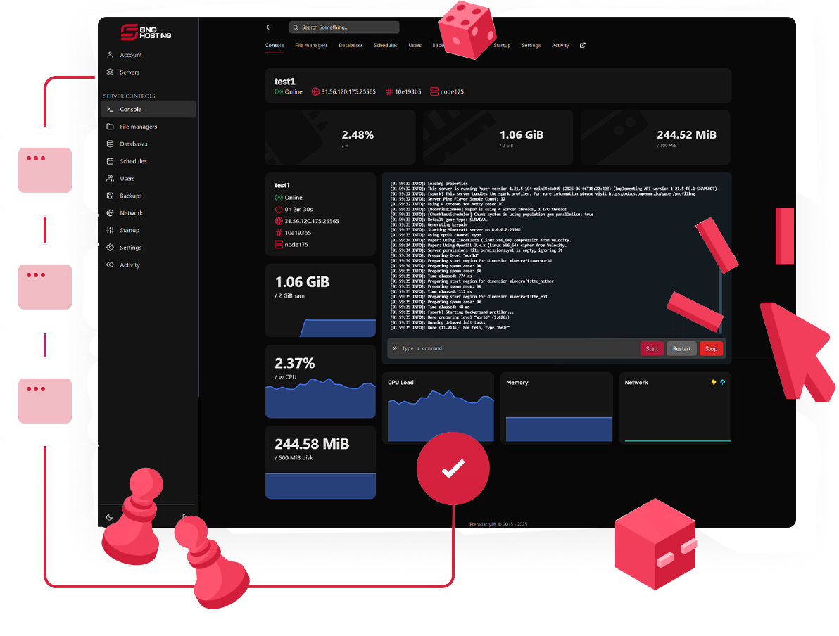 لوحة تحكم قوية لإدارة خوادم الألعاب