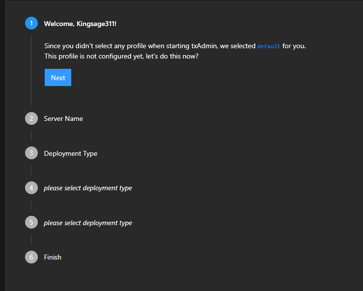 Setup txAdmin